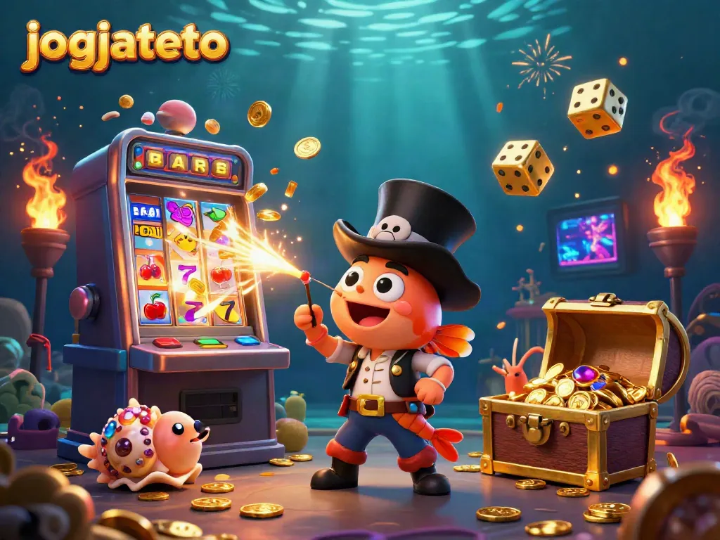 Play slots with jogjatoto's exciting jackpot atmosphere, featuring a vibrant underwater scene.