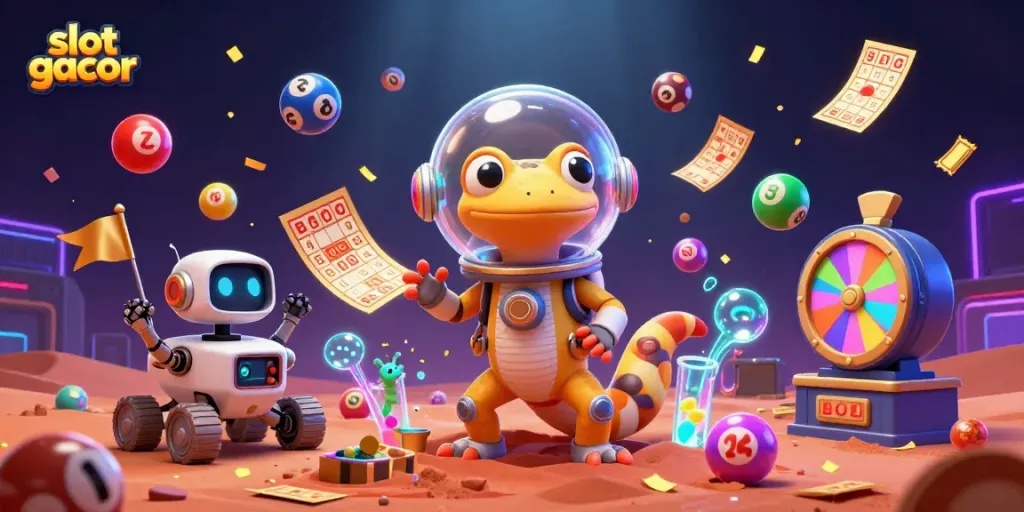 Slot gacor hadiah jackpot terbesar merayakan kemenangan di kasino futuristik