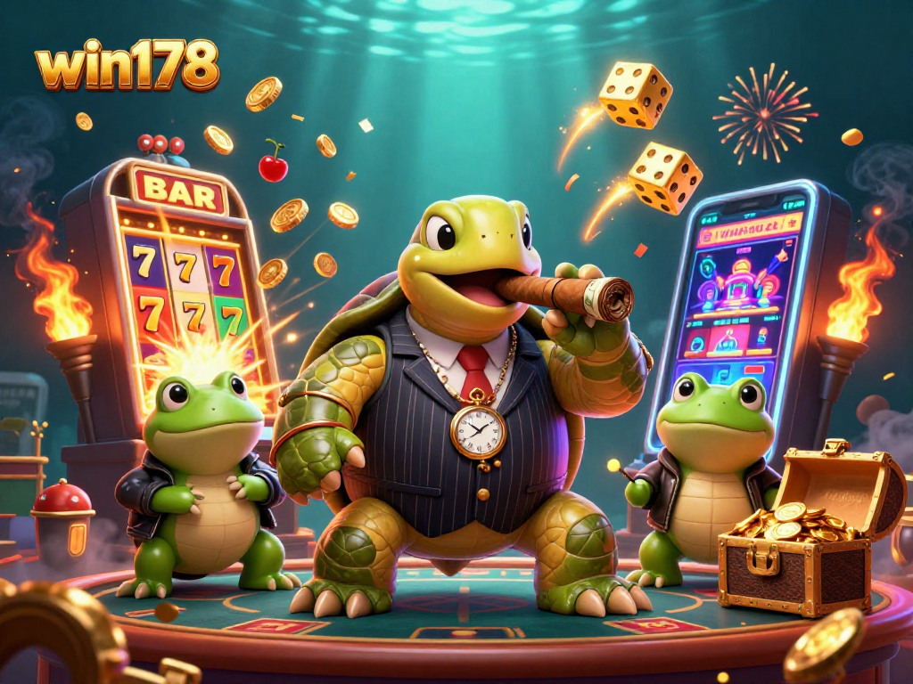 Menang di WIN178 dengan permainan slot, melihat karakter unik dan suasana gemerlap kasino.
