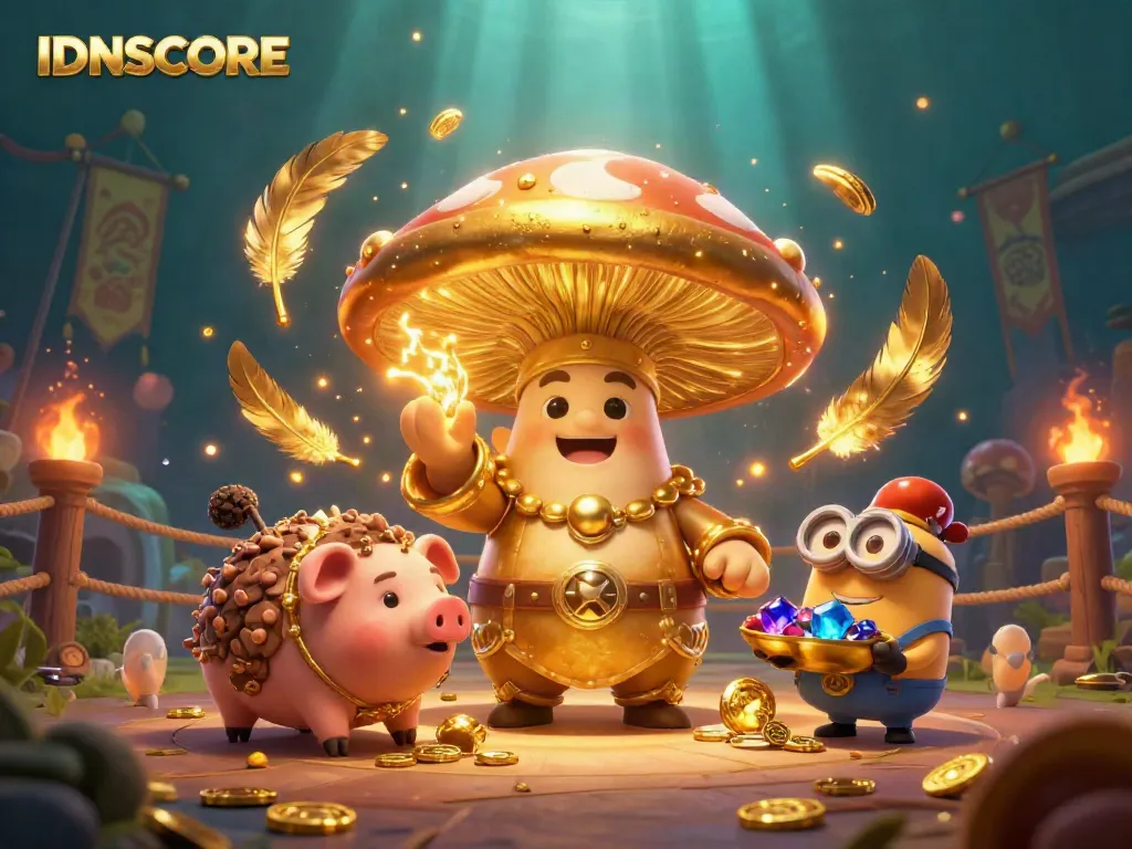 Experience thrilling gaming magic with IDNSCORE, featuring treasure-hunting characters in an enchanting casino.