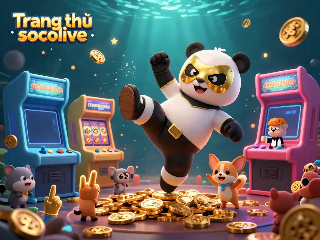 Experience an exciting gaming clash at Trang chủ socolive with the playful wrestler panda and cheering animal fans.