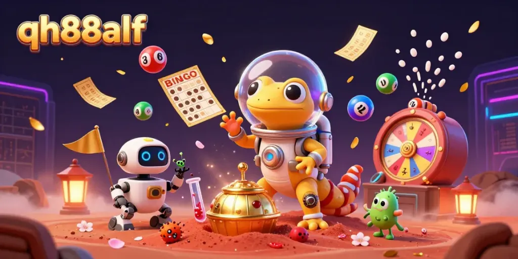 Engage with qh88alf's thrilling Martian casino adventure featuring vibrant lottery balls and dynamic effects.