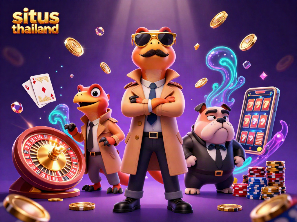 Experience high-stakes fun on situs thailand with playful raptors and casino elements.
