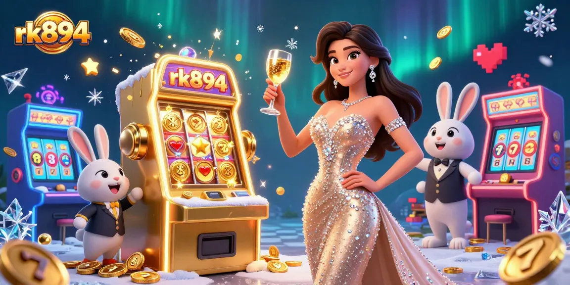 Experience thrill at rk894 with a stunning casino atmosphere, featuring a jackpot slot machine, and colorful arcade games.