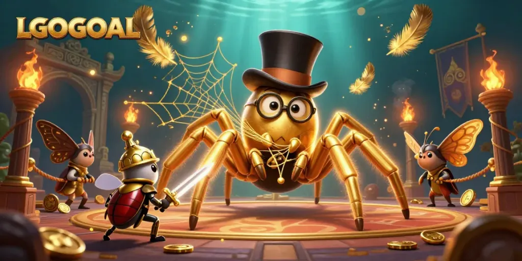 Spin the reels with LGOGOAL's immersive gaming characters battling in a vibrant casino.