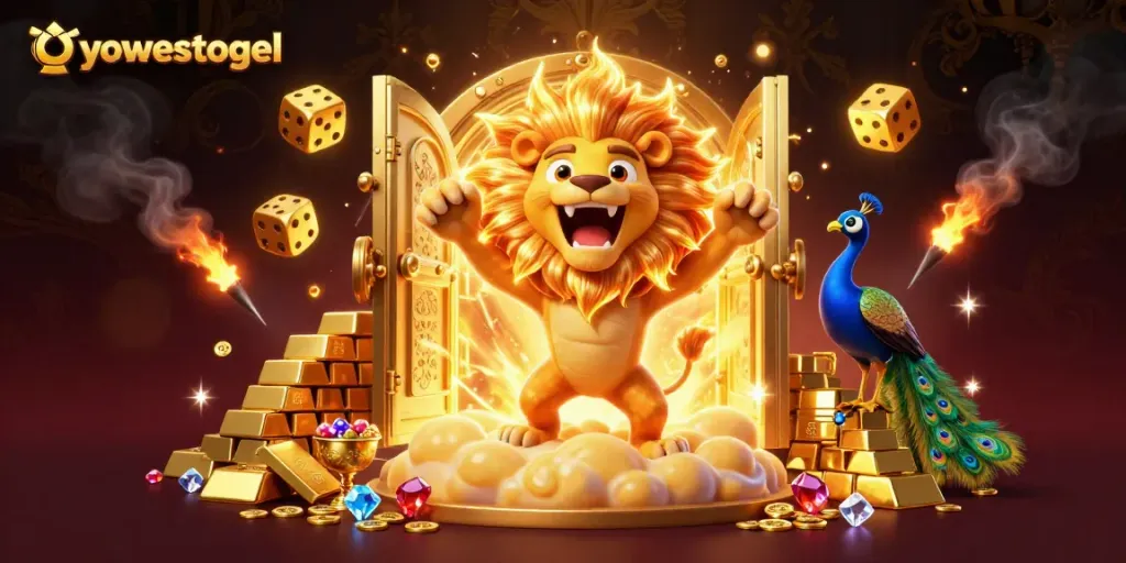 Engage with yowestogel's captivating casino offerings featuring joyous characters amidst golden treasures.