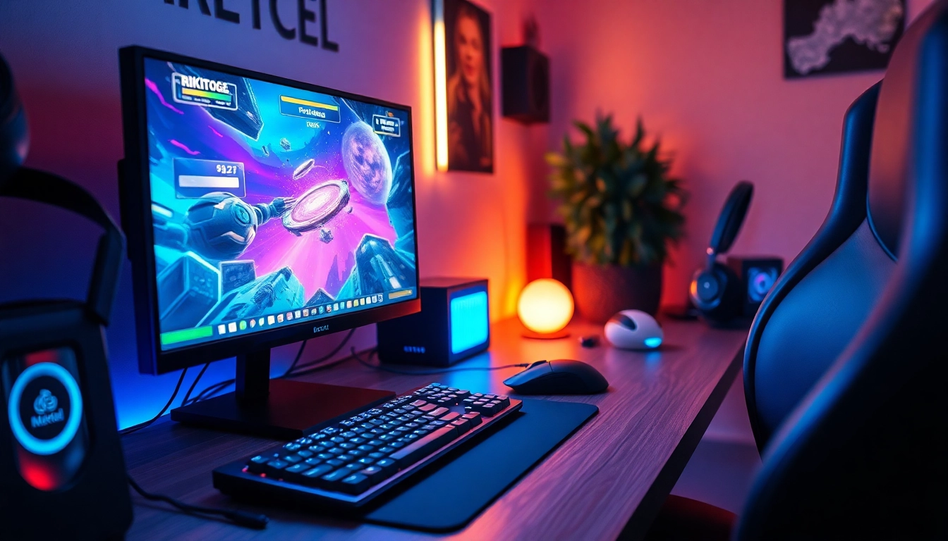 Menampilkan gameplay rikitogel di https://thegizzlereview.com/ dengan setup gaming berwarna-warna cerah.