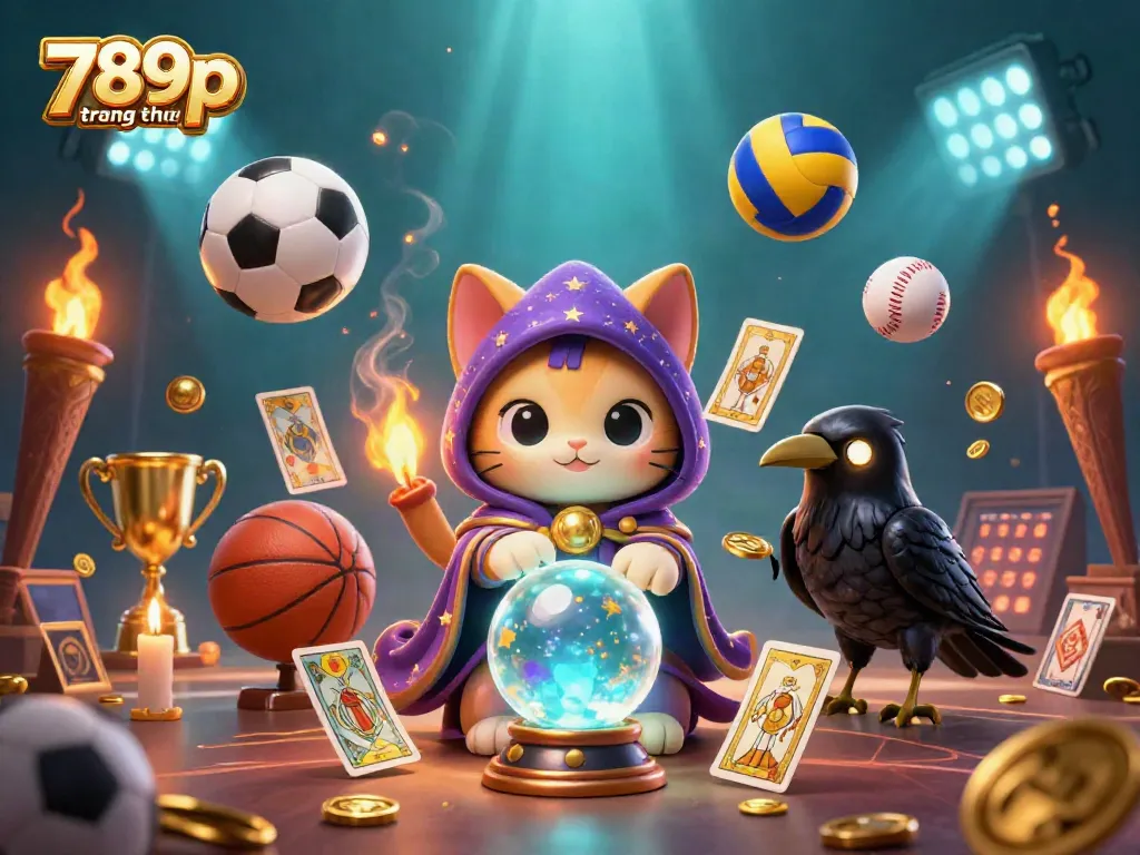 Place bets and win at 789p trang chủ, featuring a mystic cat and dynamic sports elements.