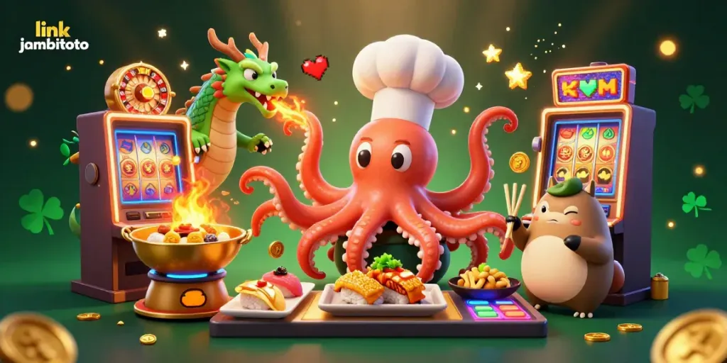 Win big with the link jambitoto gameplay featuring colorful slots and dynamic characters in an exciting casino scene.