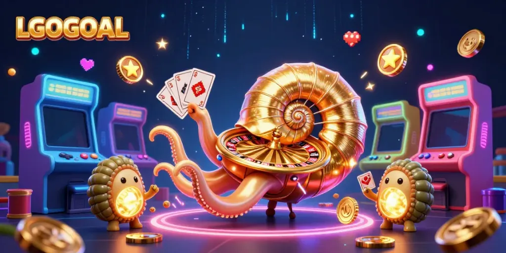 Experience the thrilling realm of LGOGOAL with ancient nautilus and vibrant arcade gaming elements.