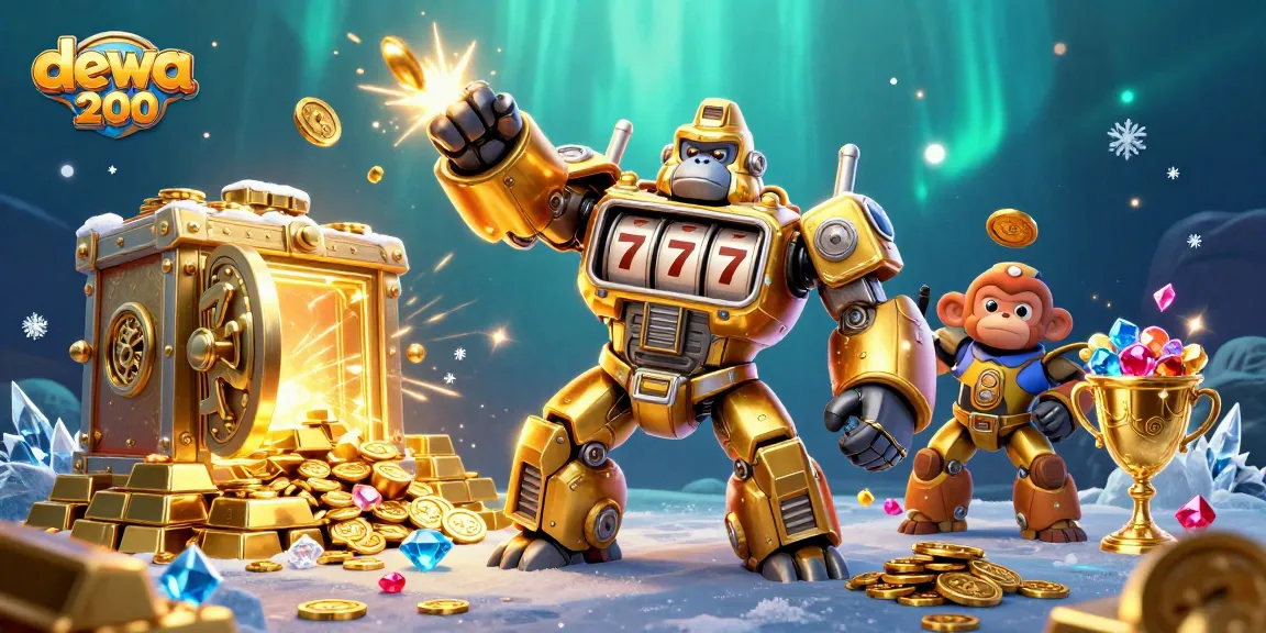Gorila emas bertenaga slot dewa200 meledakkan koin dalam ilustrasi kasino yang mengesankan.