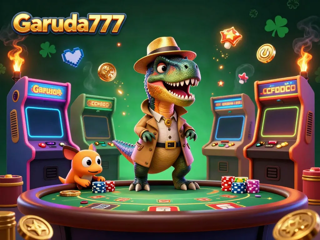 Permainan seru di Garuda777 dengan velociraptor dan stegosaurus di meja blackjack.