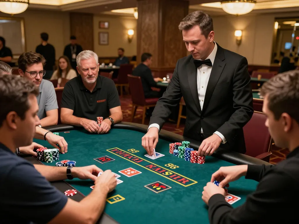 SC88 players making strategic bets on Power Blackjack in an upscale casino atmosphere.