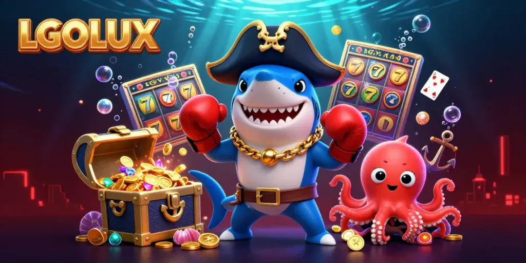Spin the reels at LGOLUX with vibrant underwater casino adventure featuring animated characters.