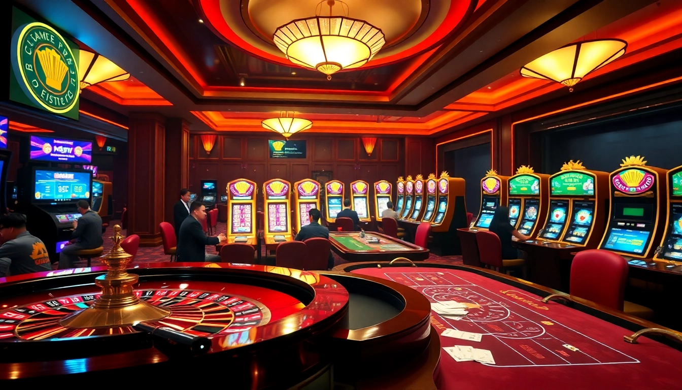 Players enjoying an exhilarating go99 online casino experience with roulette and slot machines.