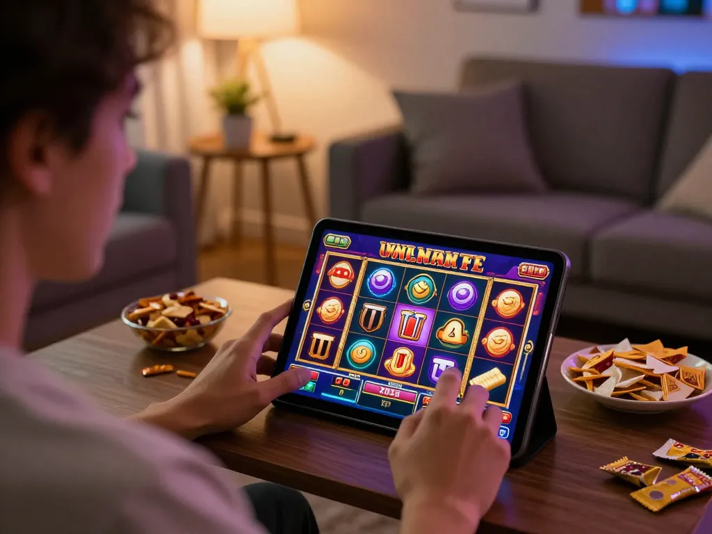 Terlibat dalam slot gacor gampang menang dengan permainan online yang menarik di tablet dalam suasana rumah yang nyaman.