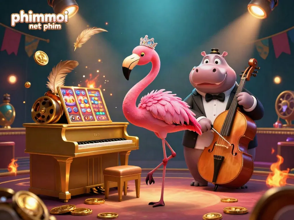 Experience phimmoi net phim excitement with a flamingo singer and hippo bassist in a dazzling casino scene.