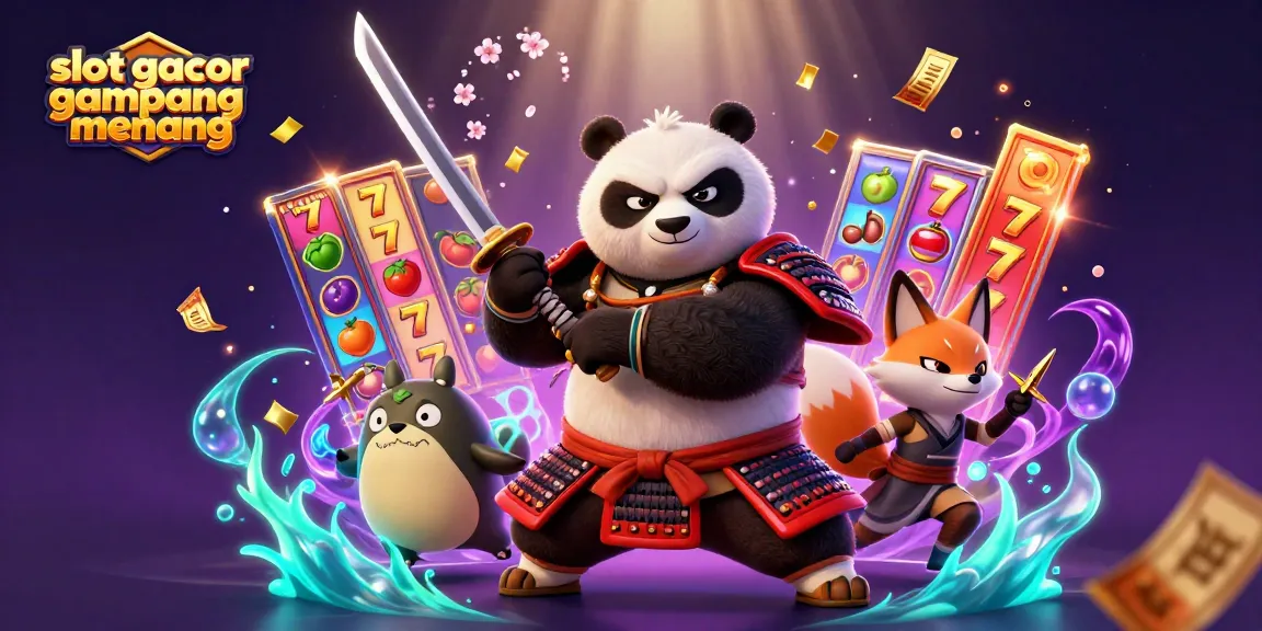 Engage with slot gacor gampang menang through colorful slot reels and energetic characters in dynamic casino art.