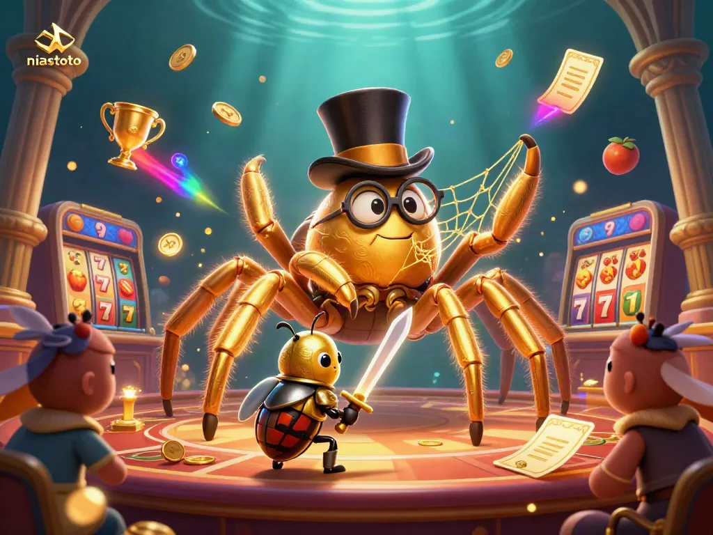 Menangkan jackpot dengan niastoto! Tarantula emas raksasa dan ksatria kumbang beraksi di kasino.