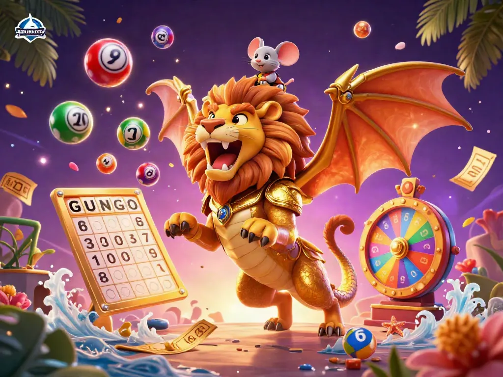 BERLINTOTO players engage thrillingly with vibrant lottery elements and a triumphant chimera, enhancing their gaming experience.