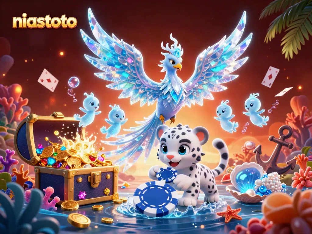 Experience thrilling moments with niastoto ice-themed gaming characters in an immersive casino scene.