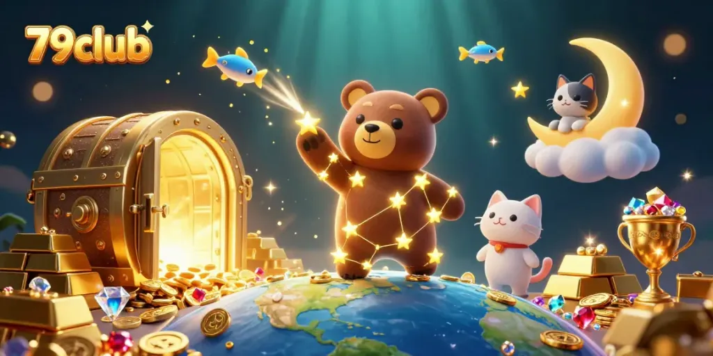 Experience the thrill of 79club's golden treasures as the constellation bear scoops coins from Earth.