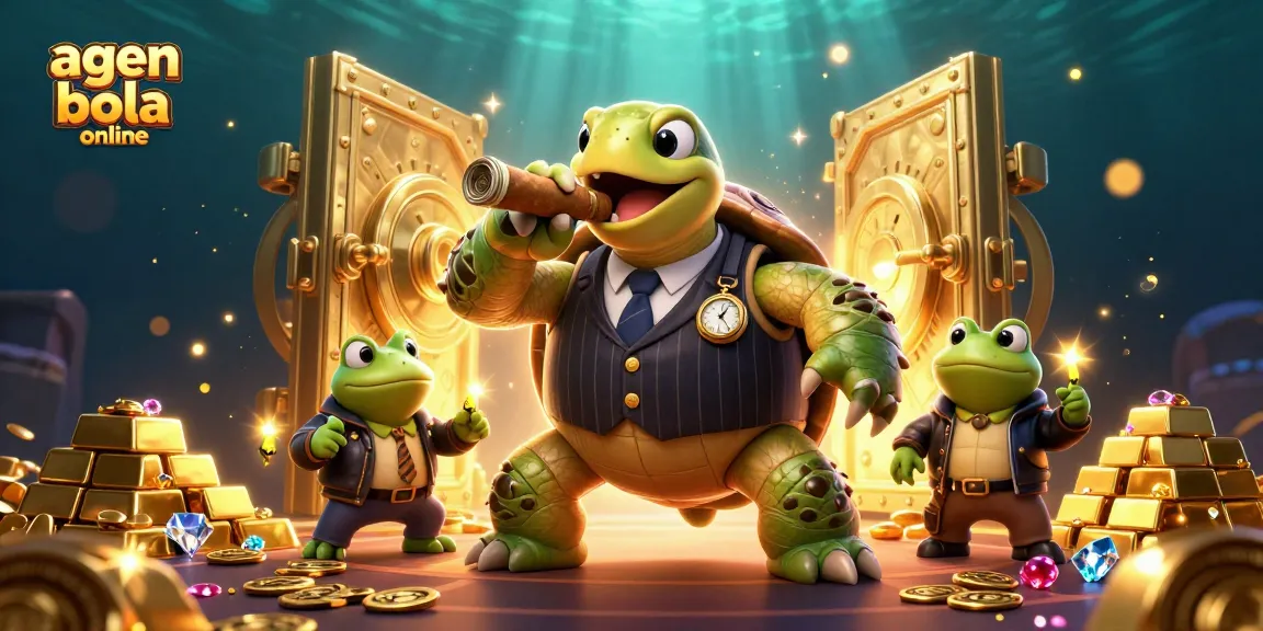 Engage with agen bola online by betting in a lively scene with cartoon characters and casino treasures.