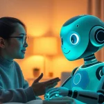 Experience emotional support with crush on ai, showcasing a user-friendly AI character in a modern setting.