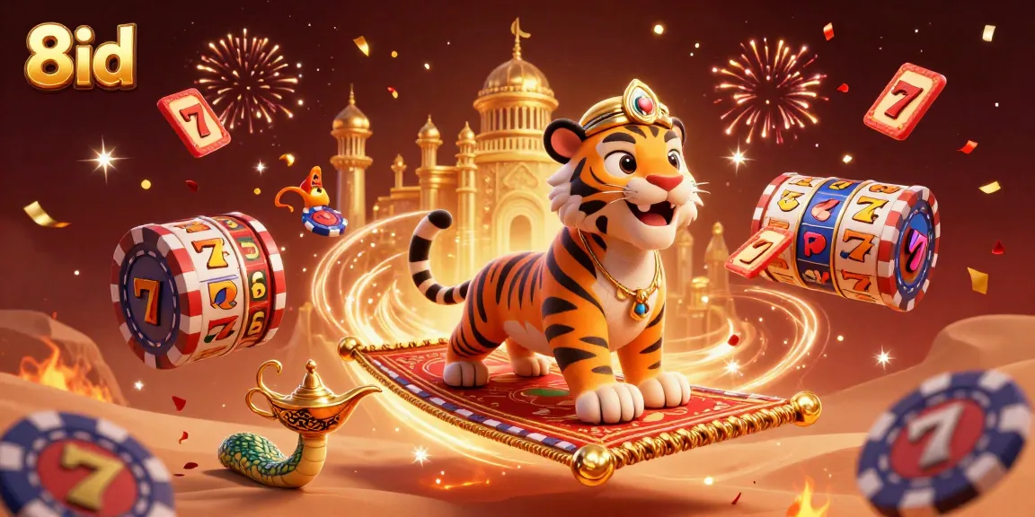 Experience excitement with 8id's thrilling slot games amid a vibrant casino atmosphere.