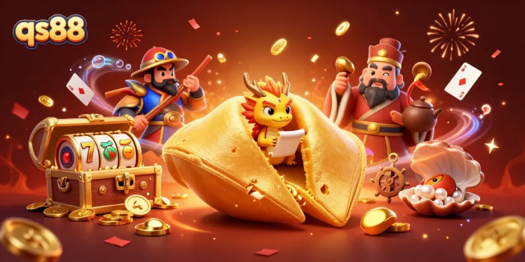 Join qs88 for thrilling casino experiences with immersive games under golden decorations.