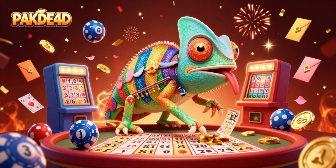 Spin and win with PAKDE4D, featuring vivid lottery elements and a lively casino atmosphere.