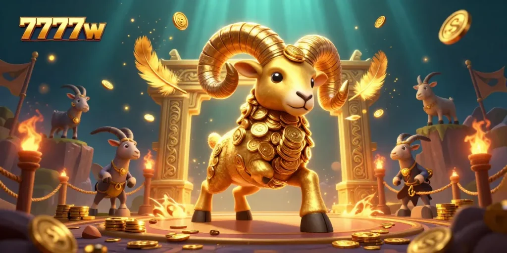Experience thrilling gameplay at 7777w with the golden ram charging through an unforgettable casino scene.